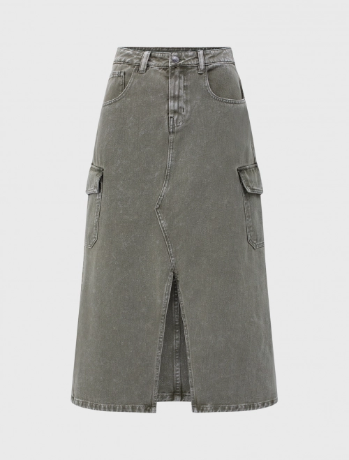 Chân váy nữ cotton dáng dài xẻ tà