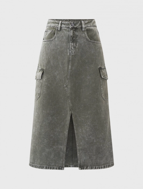 Chân váy nữ cotton dáng dài xẻ tà