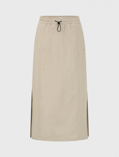 Chân váy khaki nữ dáng suông xẻ hai bên gấu