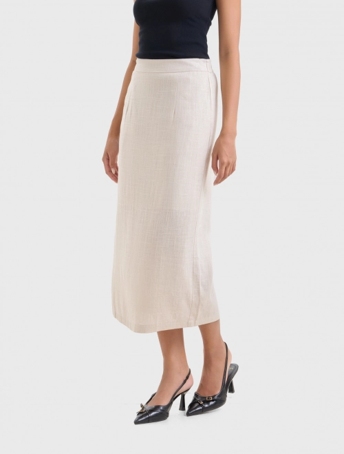 Chân váy nữ rayon linen dáng suông dài có lót