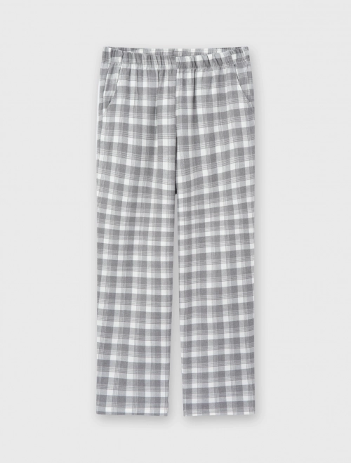 Quần mặc nhà nữ cotton họa tiết kẻ