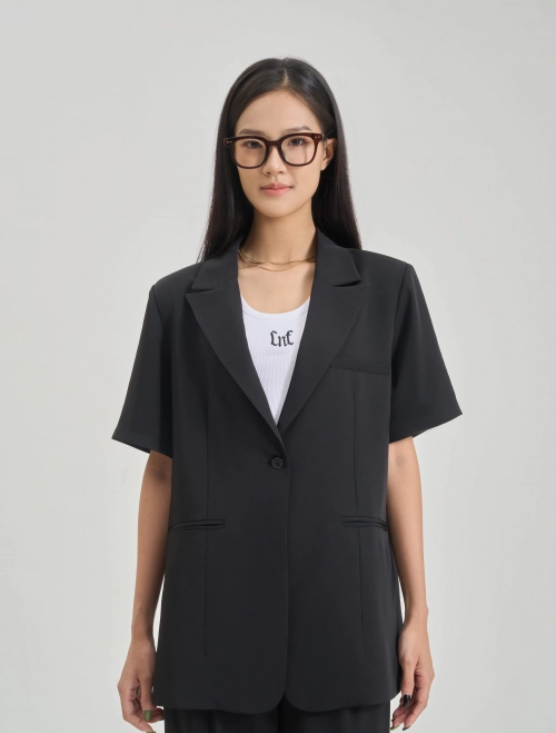 Áo blazer nữ cộc tay dáng suông