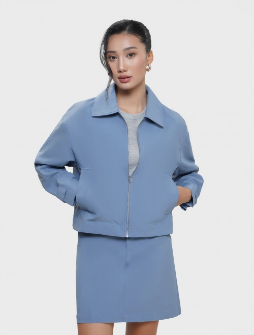 Áo khoác nữ khaki có cổ