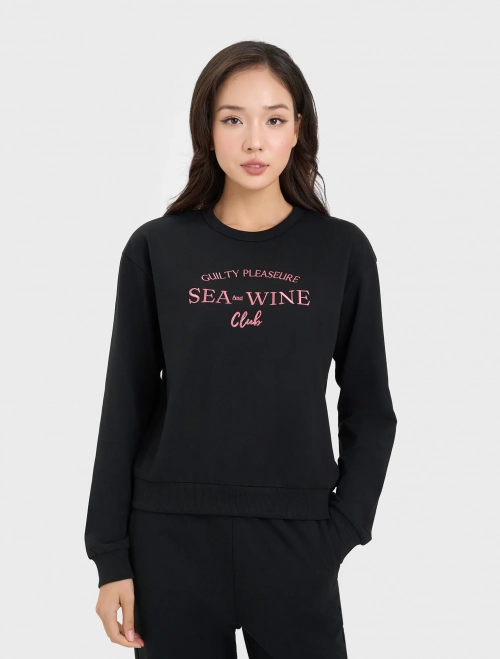 Bộ quần áo nỉ nữ cotton USA có hình in