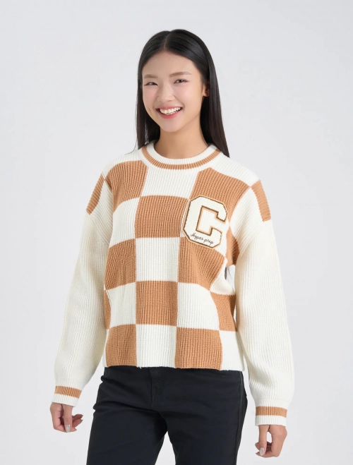 Áo len nữ phối màu