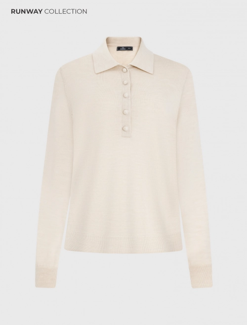 Áo Polo Dài Tay Nữ 100% Wool