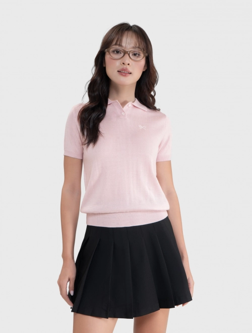 Áo len nữ cộc tay cổ polo