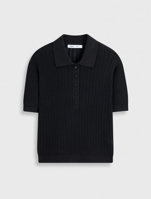 Áo polo len nữ ngắn tay cotton linen
