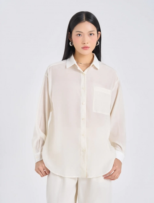 Áo sơ mi nữ dài tay dáng suông