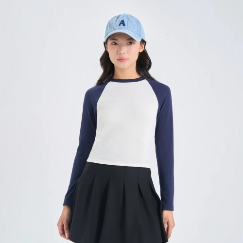 Áo phông nữ dài tay raglan dáng crop