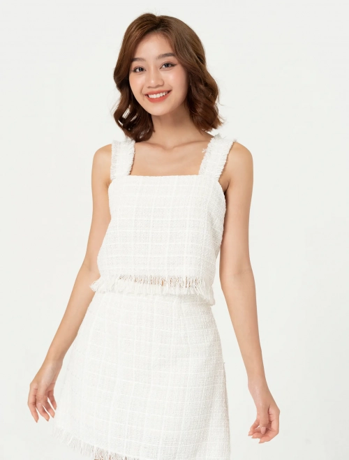 Áo kiểu nữ hai dây bản to cổ vuông