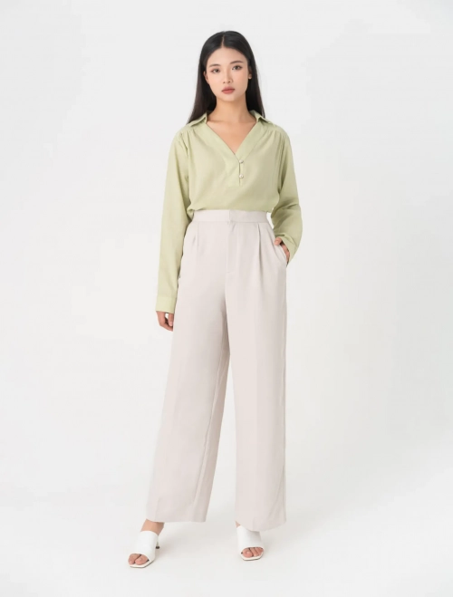 Áo kiểu nữ dài tay cổ cách điệu