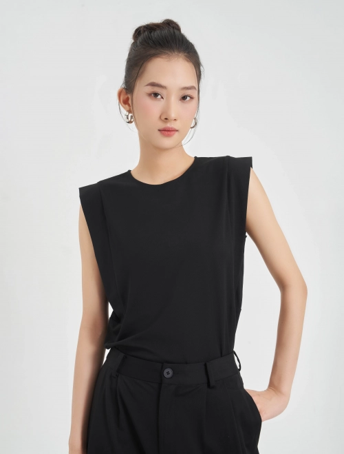 Áo kiểu nữ bamboo sát nách cổ tròn