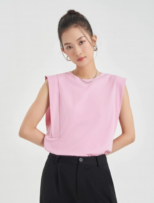 Áo kiểu nữ bamboo sát nách cổ tròn