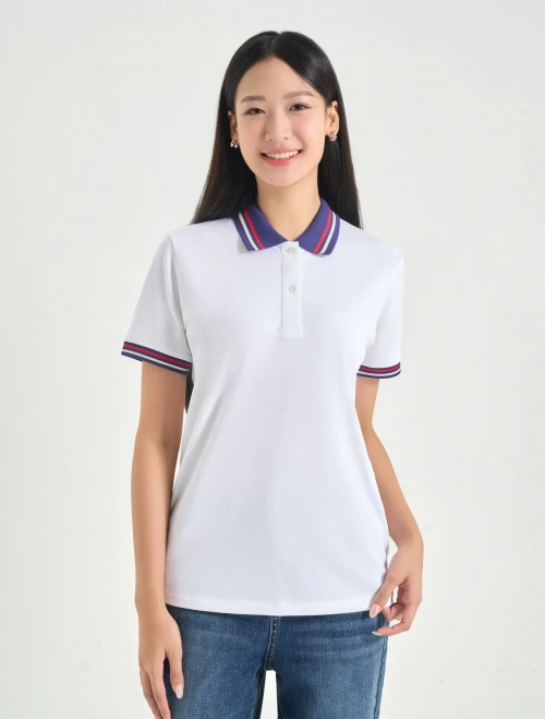 Áo polo nữ phối bo kẻ