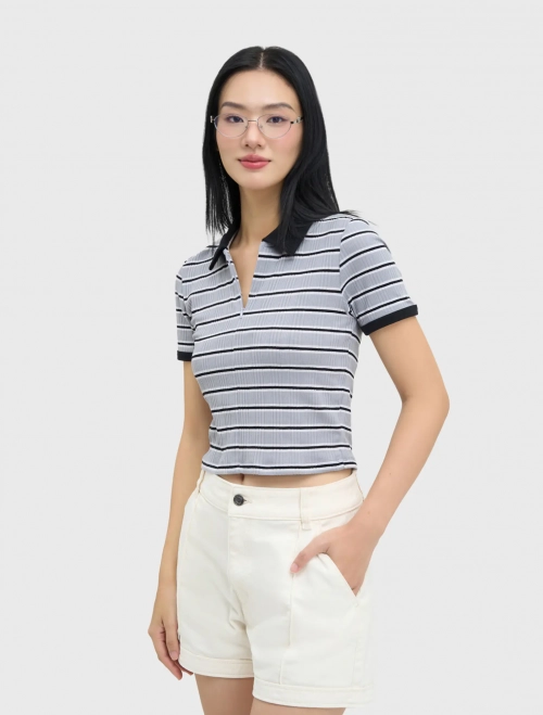 Áo polo nữ hoạ tiết kẻ