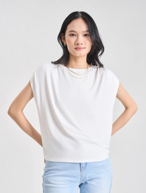 Áo phông nữ tay liền rúm vai