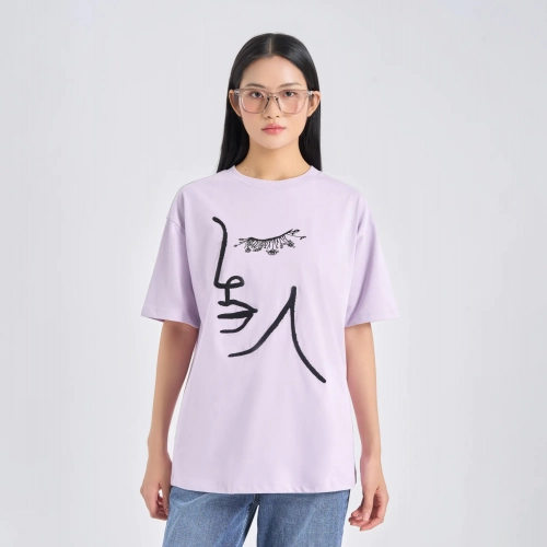 Áo phông nữ cotton USA dáng oversize có hình in