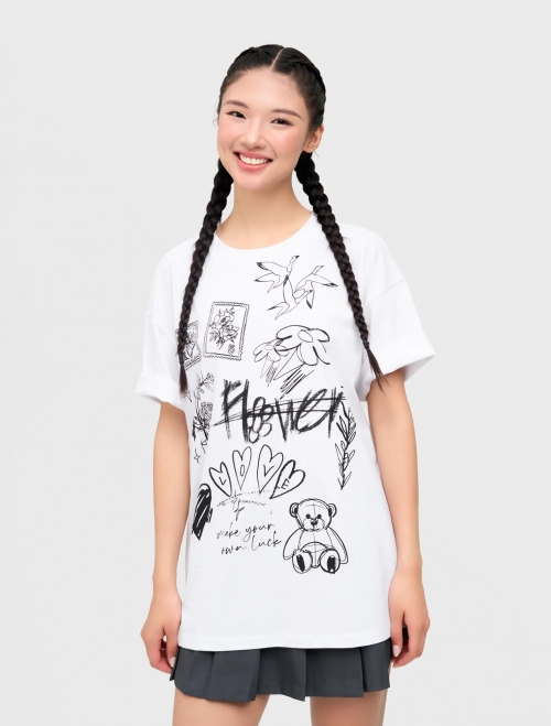 Áo phông nữ cotton có hình in