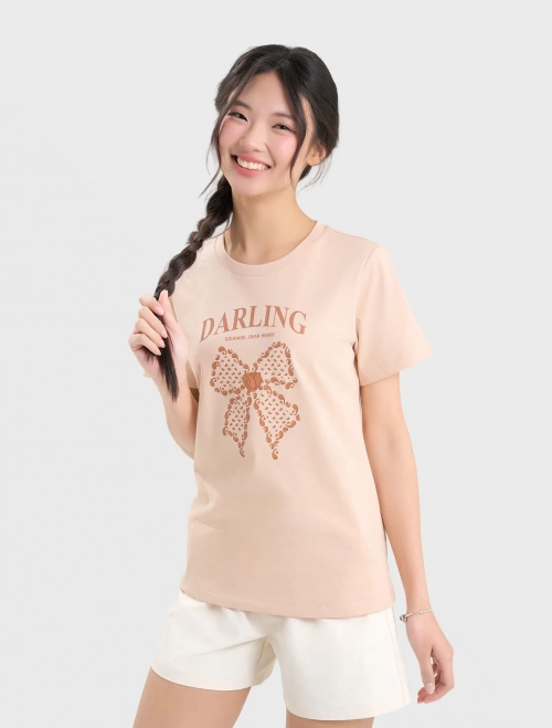 Áo phông nữ dáng suông có hình in