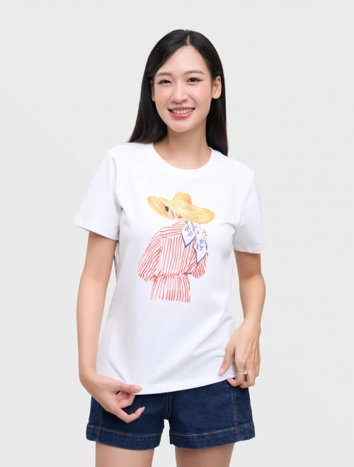 Áo phông nữ dáng suông có hình in