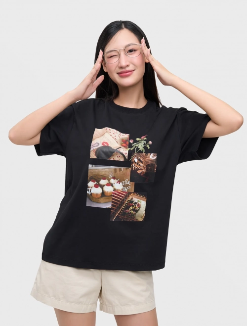 Áo phông nữ cotton có hình in dáng relax