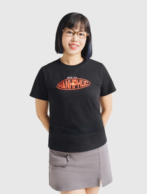 Áo phông nữ Độc lập - Tự do - Hạnh phúc typo dáng suông