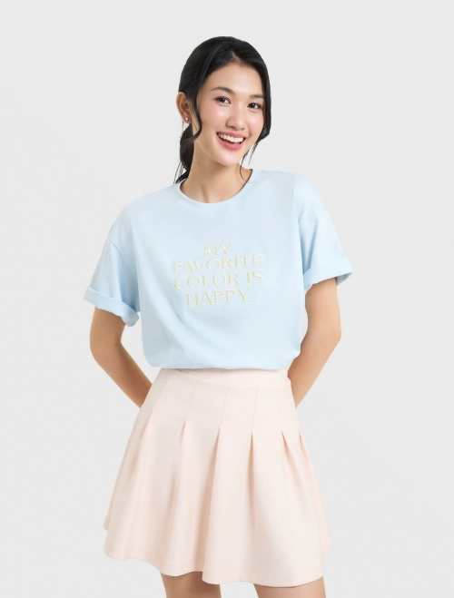 Áo phông nữ cotton USA dáng rộng có hình in