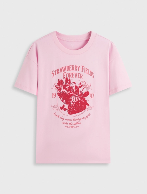 Áo phông nữ cotton USA dáng rộng có hình in