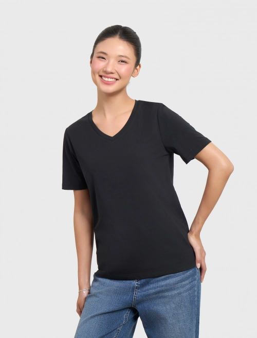 Áo phông nữ basic cổ tim