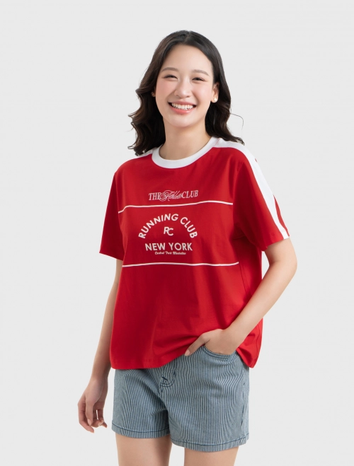 Áo phông nữ Cotton USA dáng boxy có hình in