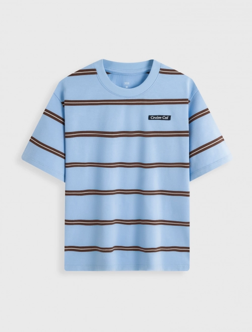 Áo phông nữ cotton kẻ sọc dáng boxy