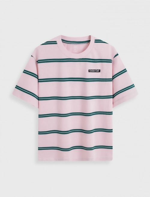 Áo phông nữ cotton kẻ sọc dáng boxy