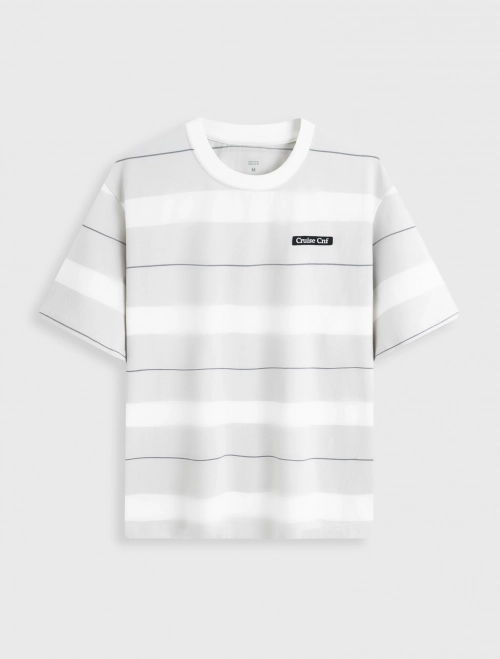 Áo phông nữ cotton kẻ sọc dáng boxy