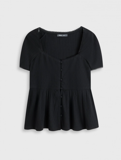 Áo phông nữ dáng babydoll viền ren