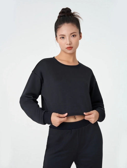 Áo nỉ nữ basic cổ tròn