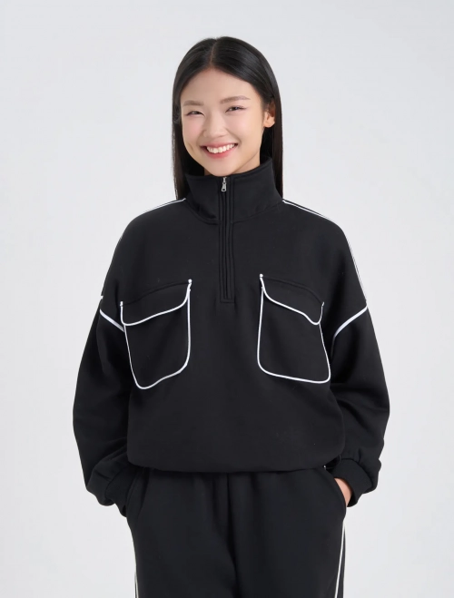 Áo nỉ nữ cổ kéo khoá