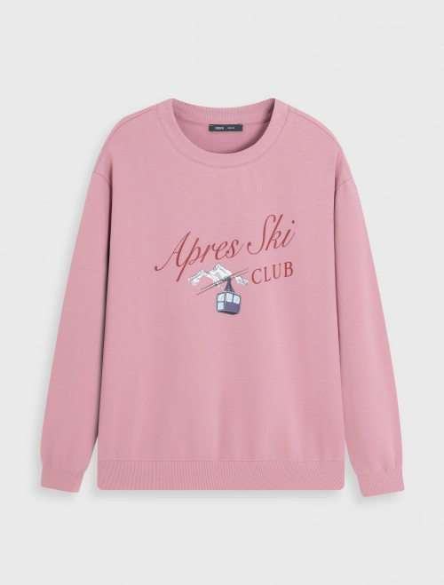 Áo nỉ nữ cotton USA dáng suông có hình in