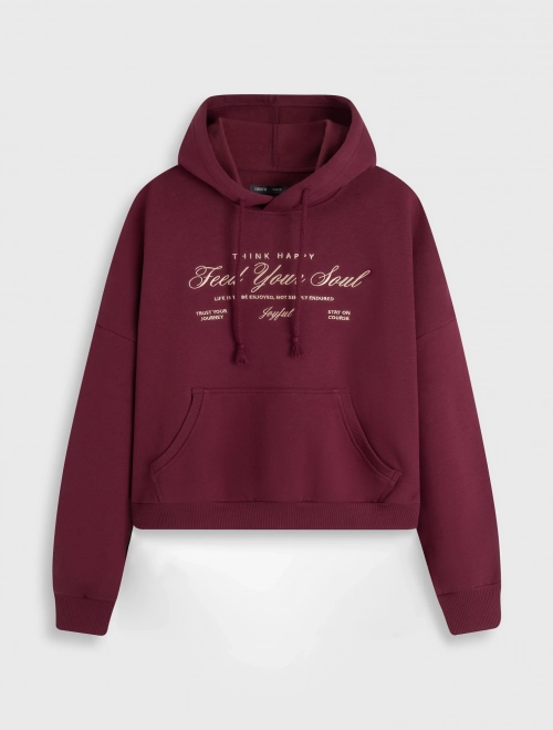 Áo hoodie nữ dáng boxy có hình in