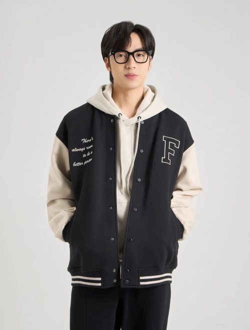 Áo khoác bomber nam dáng rộng phối màu