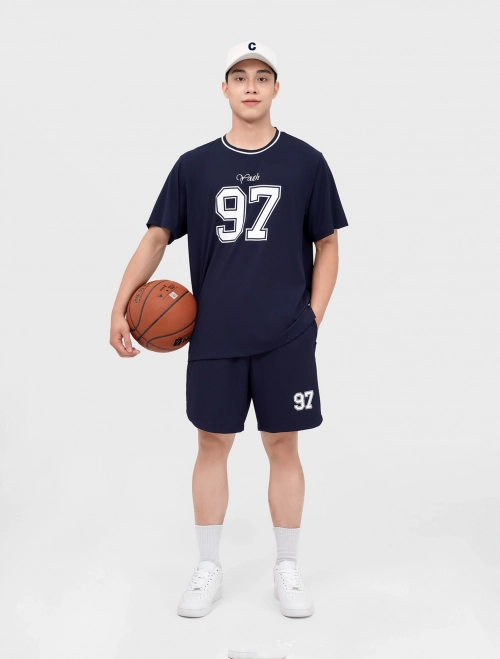 Bộ quần áo nam basic cộc tay cổ tròn quần chun