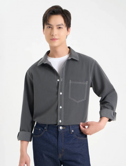 Áo sơ mi nam dài tay dáng suông