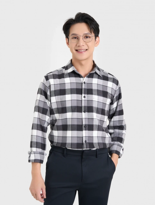 Áo sơ mi nam cotton flannel họa tiết kẻ
