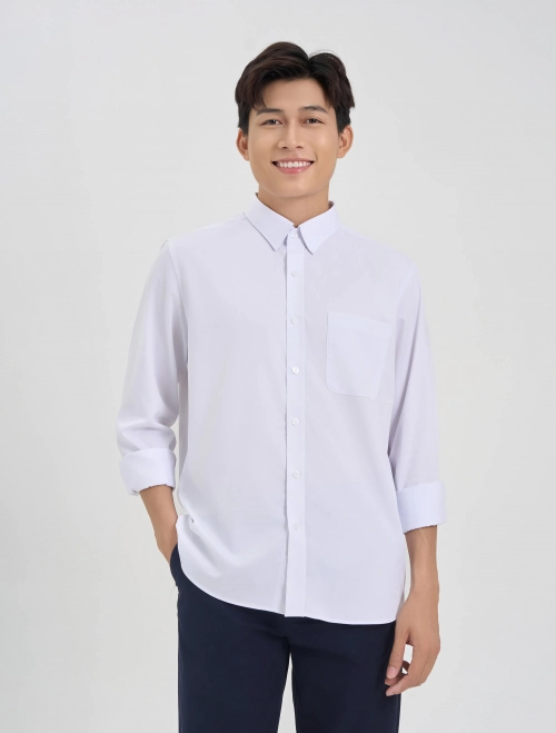 Áo sơ mi nam bamboo dài tay dáng suông