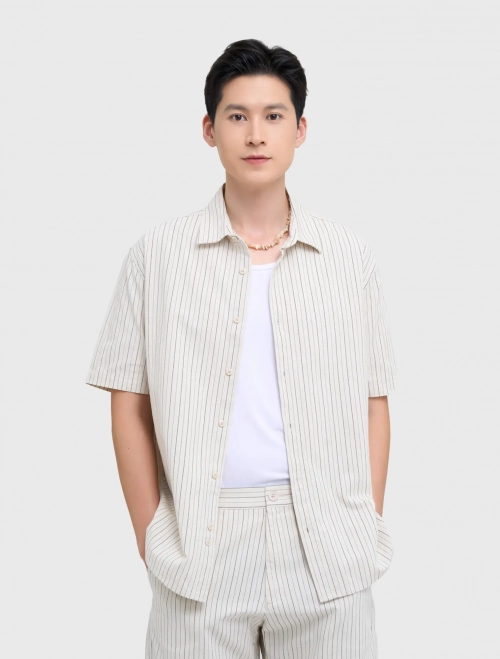 Áo sơ mi nam cộc tay họa tiết