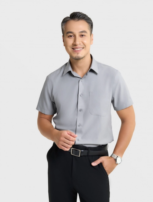 Áo sơ mi nam nano ngắn tay dáng ôm