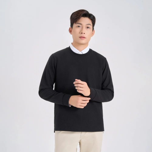 Áo phông nam dài tay vải dệt Waffle