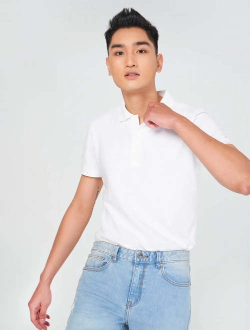 Áo polo nam bo cổ và tay dáng basic