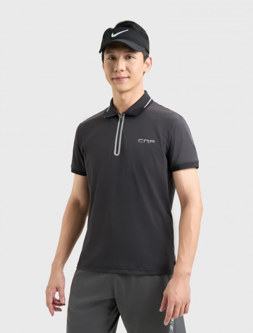 Áo polo active nam cổ áo có khóa kéo