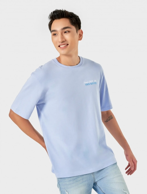 Áo phông nam cotton có hình in dáng rộng